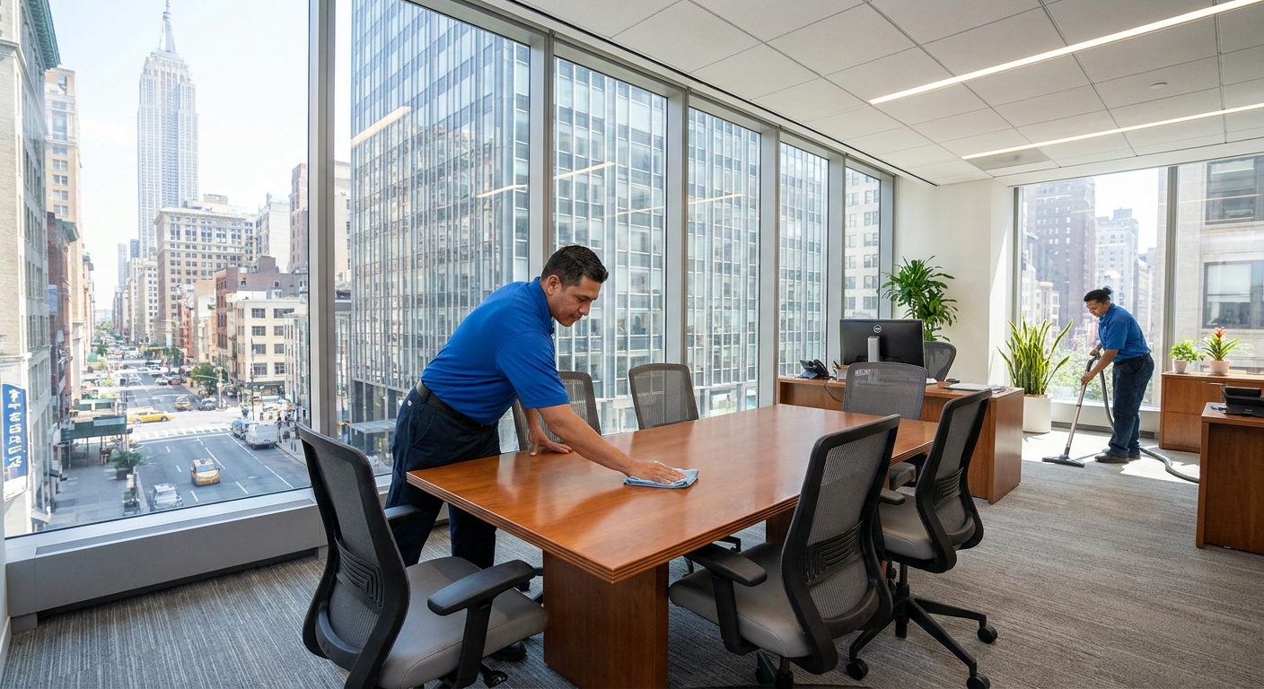 Detailed cleaning in NYC offices keeps workspaces professional and spotless, impressing clients and supporting employee well-being.