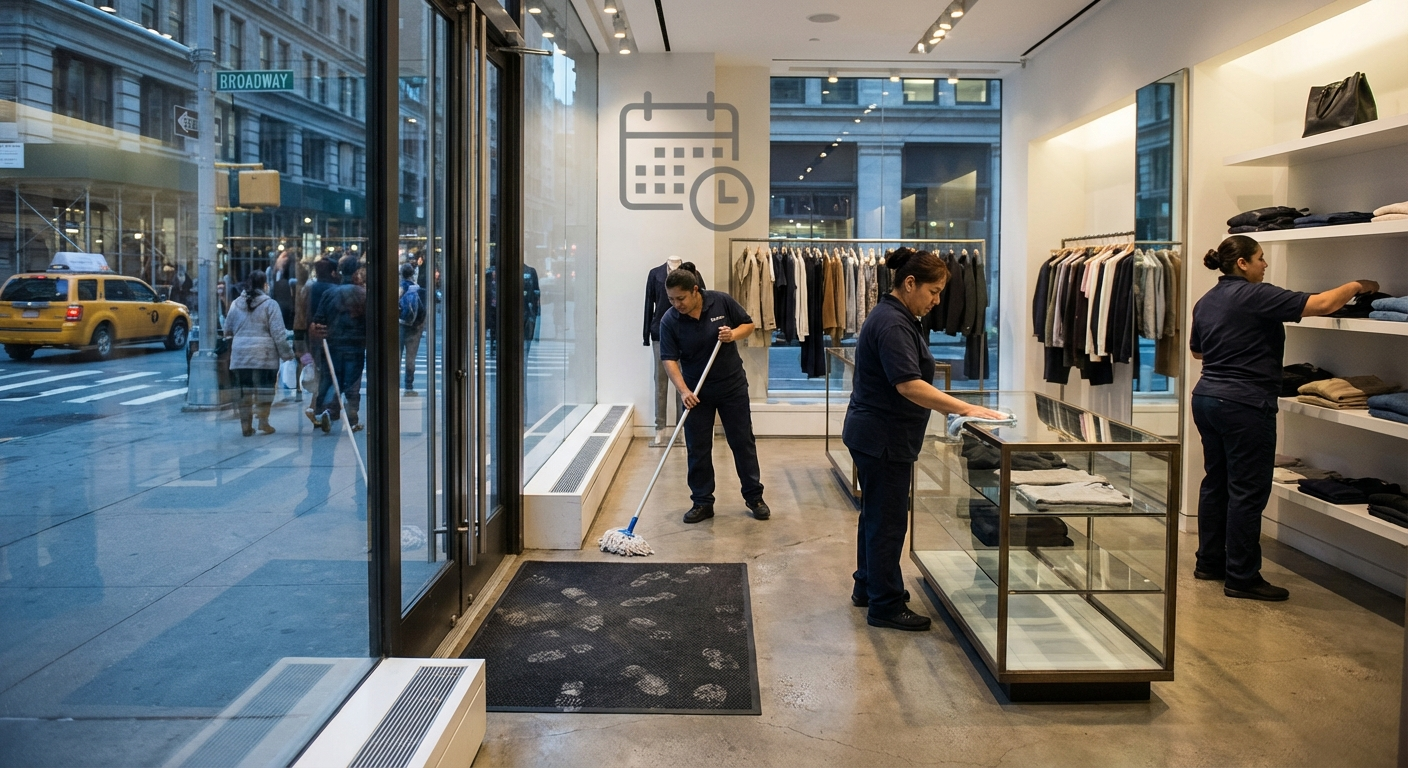 NYC retail cleaning schedule and frequency for store cleanliness