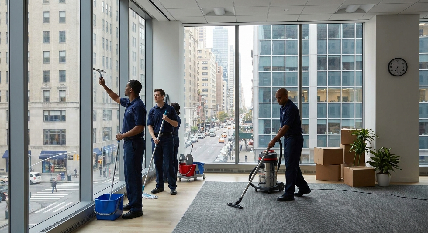 NYC office cleaning after moving in, ensuring a spotless workspace for your team